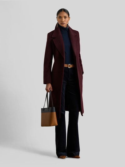 Lauren Ralph Lauren Lange jas van wol met strikceintuur Bordeaux - 4