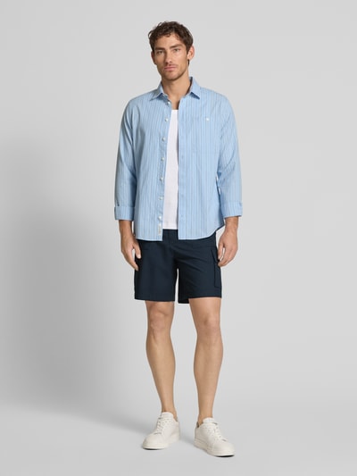 Knowledge Cotton Apparel Bermuda met Franse steekzakken Donkerblauw - 1