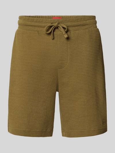 HUGO Regular Fit Sweatshorts mit Strukturmuster Modell 'Austin' Khaki 2