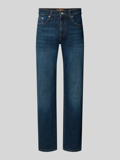 Produktfoto, Straight Fit Jeans aus Baumwoll-Mix Model 'WEFT' von ONLY in dunklem Blau mit sichtbaren Nähten, Herren Slim Fit Jeans von ONLY