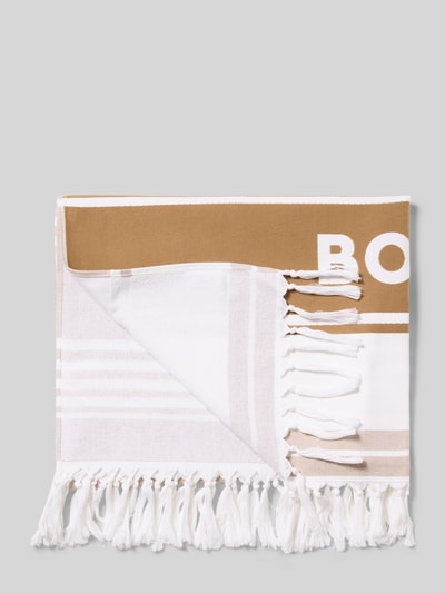 BOSS Ręcznik plażowa z czystej bawełny model 'BEACH' Camel 2