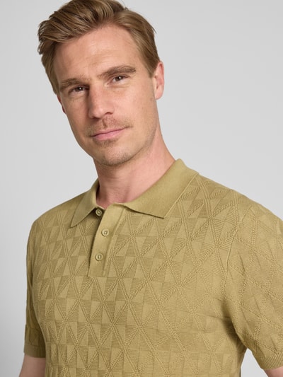 MCNEAL Regular fit gebreide polo met knoopsluiting Rietgroen - 3