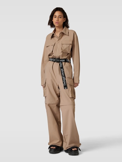 TheJoggConcept Jumpsuit met platte kraag, model 'JADE CARGO' Beige - 4