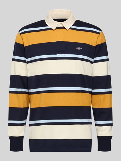 Produktfoto, Sweatshirt mit Polokragen und Label-Stitching von Gant in Navy, Gelb, Creme und Hellblau, aus reiner Baumwolle, Regular Fit