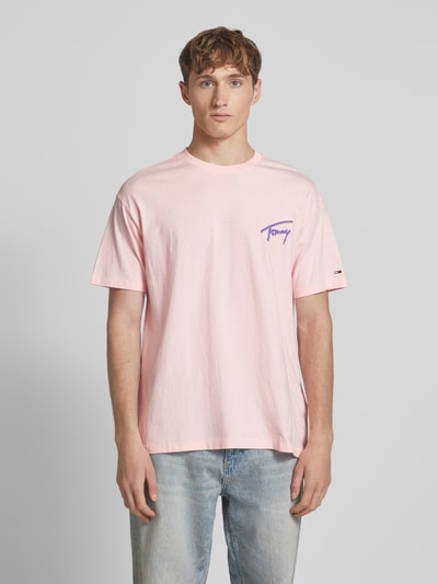Tommy Jeans Relaxed Fit T-Shirt aus reiner Baumwolle Pink 4