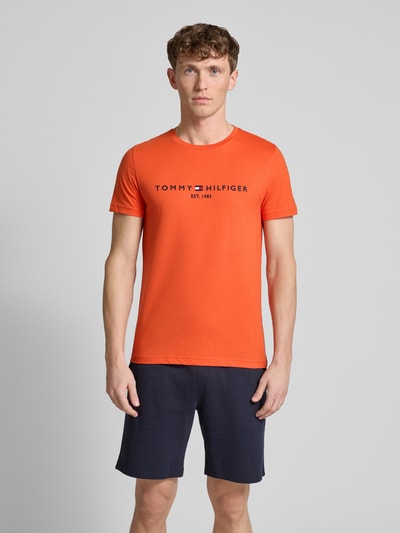 Tommy Hilfiger T-Shirt mit Label-Stitching Orange 4