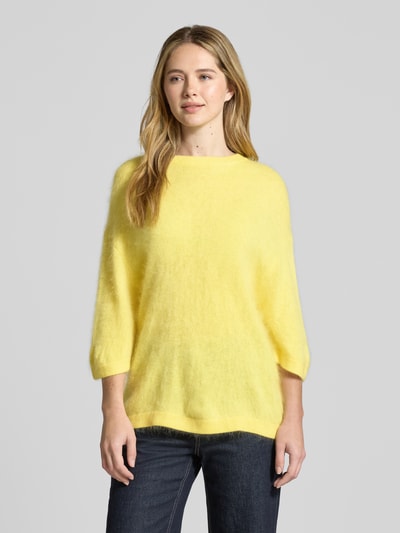 HERZENS Sweter z dzianiny z mieszanki kaszmiru i bawełny z rękawem 3/4 Żółty 4