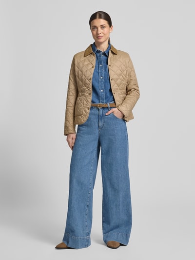 Barbour Shaped Fit Steppjacke mit Cord-Kragen Modell 'DEVERON' Sand 1