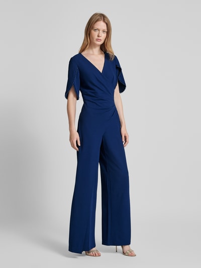 Adrianna Papell Jumpsuit in wikkellook met kralen Marineblauw - 1