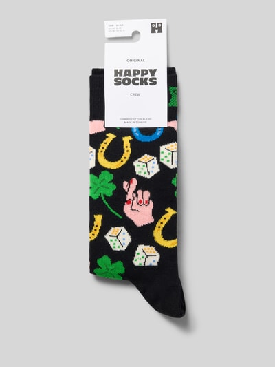Happy Socks Socken mit Label-Print Modell 'Best of Luck' Black 3