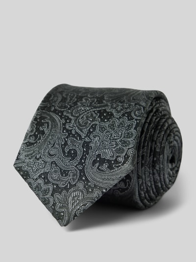 Monti Zijden stropdas met paisleymotief Antraciet - 1