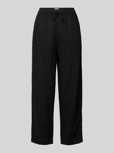 Produktfoto, Leinenhose mit Eingrifftaschen Modell 'LINNO' van ICHI in zwart, mix van linnen en viscose, barrel fit, elastische band met tunnelkoord, Franse steekzakken, bandwijdte maat 36: 39 cm, binnenbeenlengte maat 36: 64 cm
