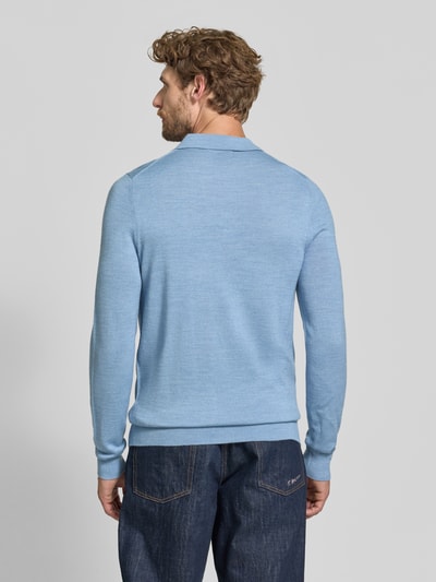 Christian Berg Men Regular Fit Poloshirt aus Woll-Mix Hellblau Melange 5