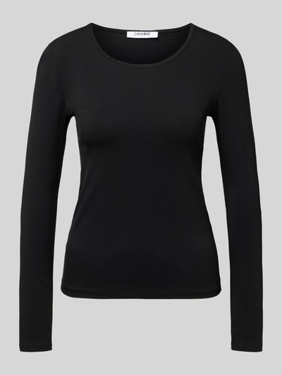 ZABAIONE Shirt met lange mouwen en geribde ronde hals Zwart - 2