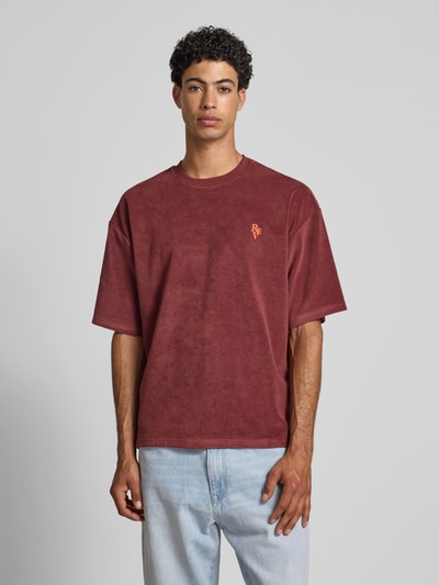 REVIEW T-shirt z prążkowanym okrągłym dekoltem Rdzawoczerwony 4