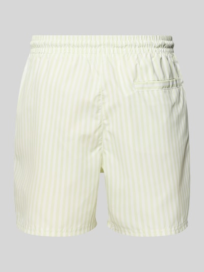 Produktfoto, Regular Fit Shorts mit Logo-Print von Calvin Klein Underwear, gelb-weiß gestreift, elastischer Bund mit Tunnelzug, integrierter Slip