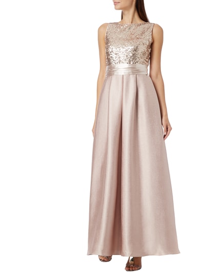 Christian Berg Cocktail Abendkleid mit Pailletten-Besatz Metallic Rosa Melange 1