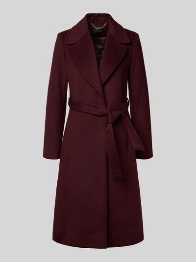 Lauren Ralph Lauren Lange jas met reverskraag en strikceintuur Bordeaux - 2