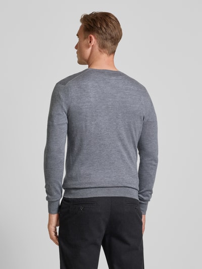 OLYMP Level Five Slim fit gebreide pullover met ribboorden Zilver - 5