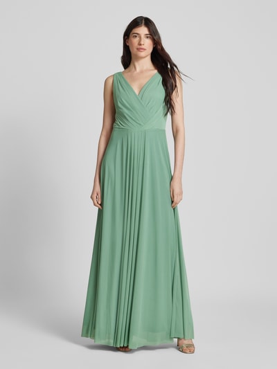 Christian Berg Cocktail Abendkleid mit Raffungen und V-Ausschnitt Gruen 4