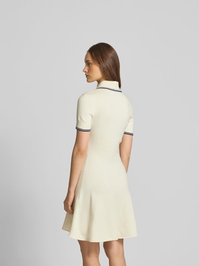 Self-Portrait Knielanges Kleid mit Polokragen Ecru 5