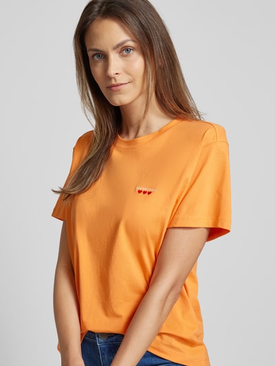 Jake*s Casual T-Shirt mit Statement-Stitching Apricot 3