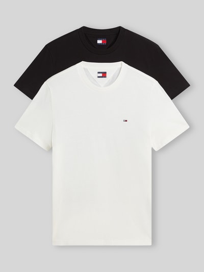 Produktfoto, Slim Fit T-Shirts aus reiner Baumwolle im 2er-Pack von Tommy Jeans, efekt: wielokolorowy, krój slim fit, zestaw 2 szt., wyhaftowane logo, okrągły dekolt, rękaw: krótki rękaw, materiał: czysta bawełna