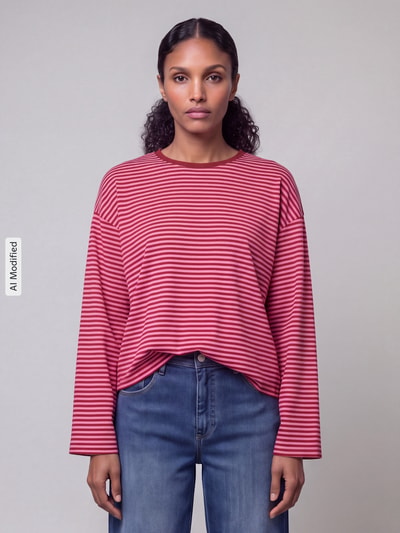 ONLY Relaxed Fit Langarmshirt aus reiner Baumwolle Modell 'FREJA' Pink Melange 4