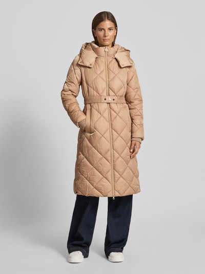 s.Oliver BLACK LABEL Regular fit gewatteerde lange jas met tweewegritssluiting Cognac - 4