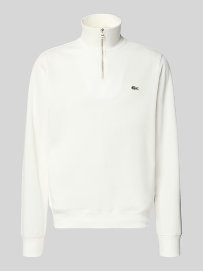 Produktfoto, Regular Fit Troyer aus reiner Baumwolle von Lacoste, Optik: Unifarben, Logo-Patch, Strick, kurzer Reißverschluss, Langarm, gerippte Abschlüsse