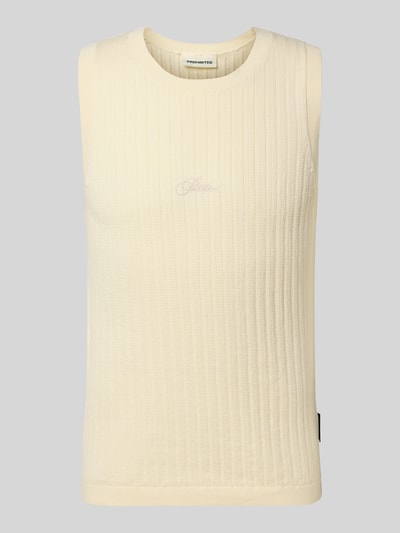 PROHIBITED Stricktop mit Label-Stitching Offwhite 2