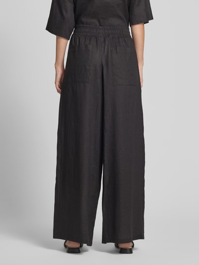 Drykorn Loose fit linnen broek met elastische band Zwart - 5