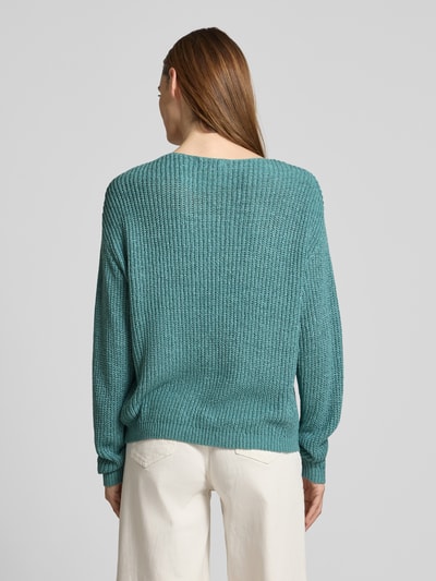 Christian Berg Woman Gebreide pullover met extra brede schouders Aquablauw - 5