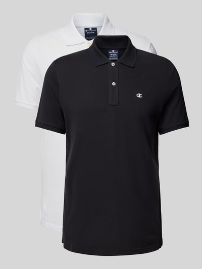 CHAMPION Regular Fit Poloshirt mit Logo-Stitching im 2er-Pack Black 2