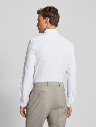 Jake*s Slim Fit Businesshemd aus Uni Struktur Weiss 5