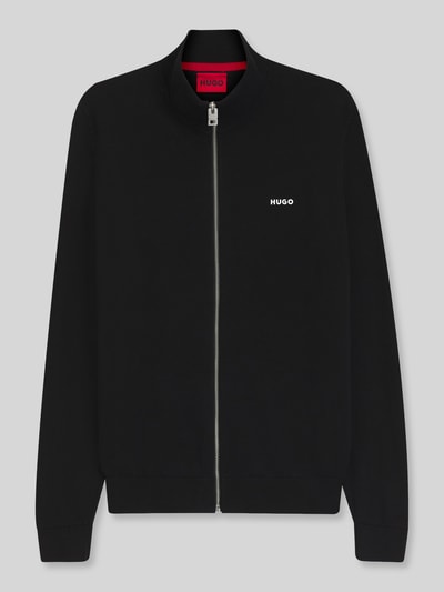 HUGO Strickjacke mit Logo-Schriftzug Modell 'San Jacomo-C' Black 2