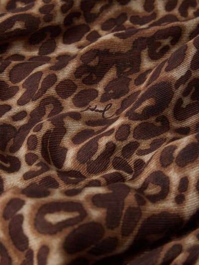 Productfoto, sjaal met logo-print model 'Adalia' van JOOP!, mix van katoen en modal, rechthoekige pasvorm, bruin luipaardpatroon, breedte 130 cm, lengte 130 cm