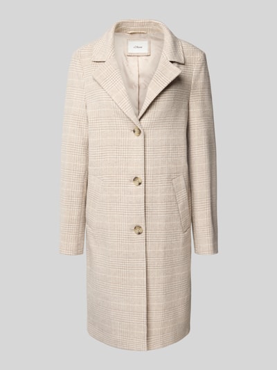 s.Oliver RED LABEL Regular fit lange wollen jas met ruitmotief Beige - 2
