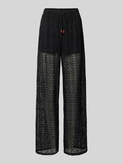 VERO MODA Spodnie szerokie z koronki model ‘MAYA’ Czarny 2