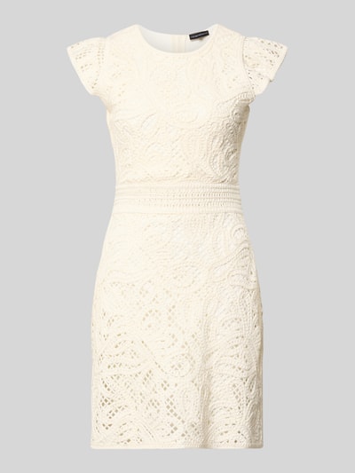 Produktfoto, Minikleid aus Häkelspitze mit Rundhalsausschnitt von Emporio Armani in Creme, Baumwoll-Mix, Taillierter Schnitt, feine Textur