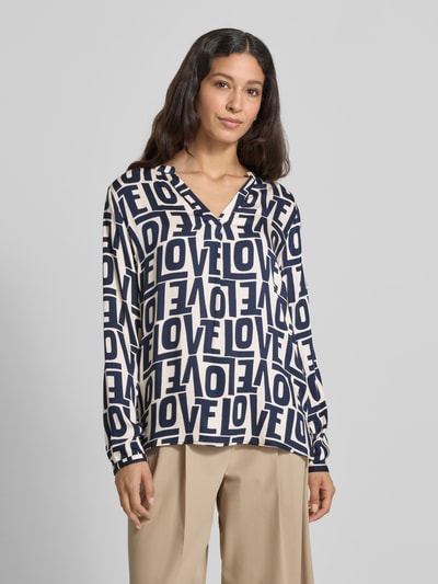 Milano Italy Blouseshirt met V-hals Marineblauw - 4