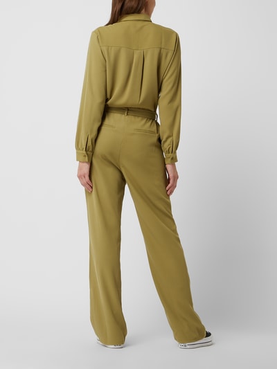 Another Label Jumpsuit met tailleriem  Olijfgroen - 4