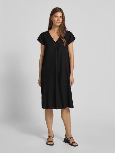 Soyaconcept Sukienka o długości do kolan z mieszanki wiskozy i lnu model ‘Ina’ Czarny 4