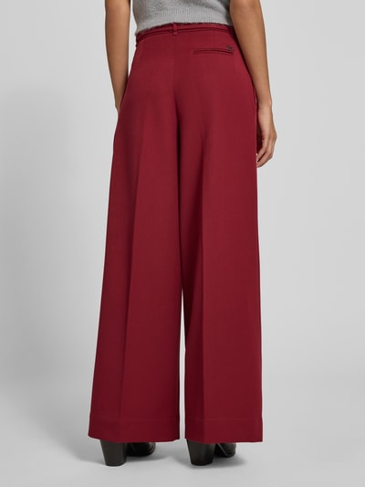 Liu Jo White Stoffhose mit weitem Bein und Bügelfalten Dunkelrot 5