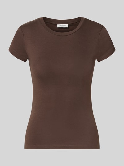 Gina Tricot Skinny Fit T-Shirt aus Baumwoll-Mix Schoko 1