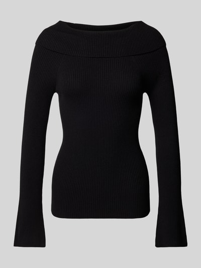 Only Gebreide pullover met boothals, model 'JAYDEN' Zwart - 2