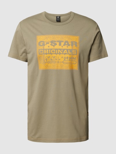 G-Star Raw T-shirt van katoen met labeldetail, model 'Bandana' Olijfgroen - 2