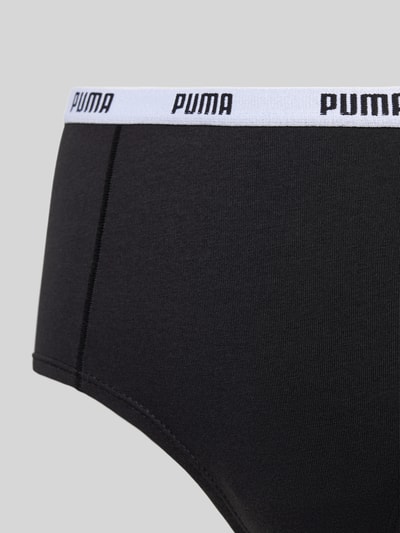 Produktfoto, Pants mit elastischem Logo-Bund im 3er-Pack von PUMA, schwarz, Baumwoll-Elasthan-Mix, feine Struktur, körpernaher Schnitt