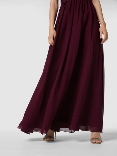 Laona Abendkleid mit Ziersteinen und floralen Stickereien Bordeaux 3