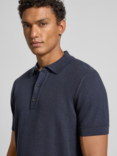 BOSS Regular Fit Strickpoloshirt aus Lyocell-Baumwoll-Mix Modell 'LANNOTTI' Marine 3